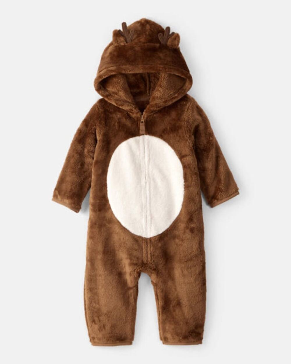 NEW! Carter's Baby Reindeer Sherpa Hooded Jumpsuit Brown Size 3m